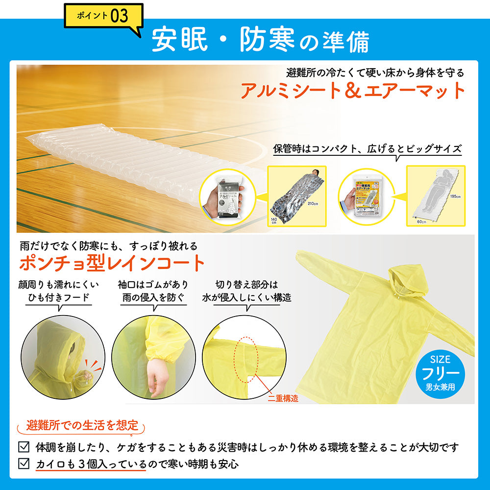ルミカライトが入った防災バッグ22点セット(カンパン、保存水入り)