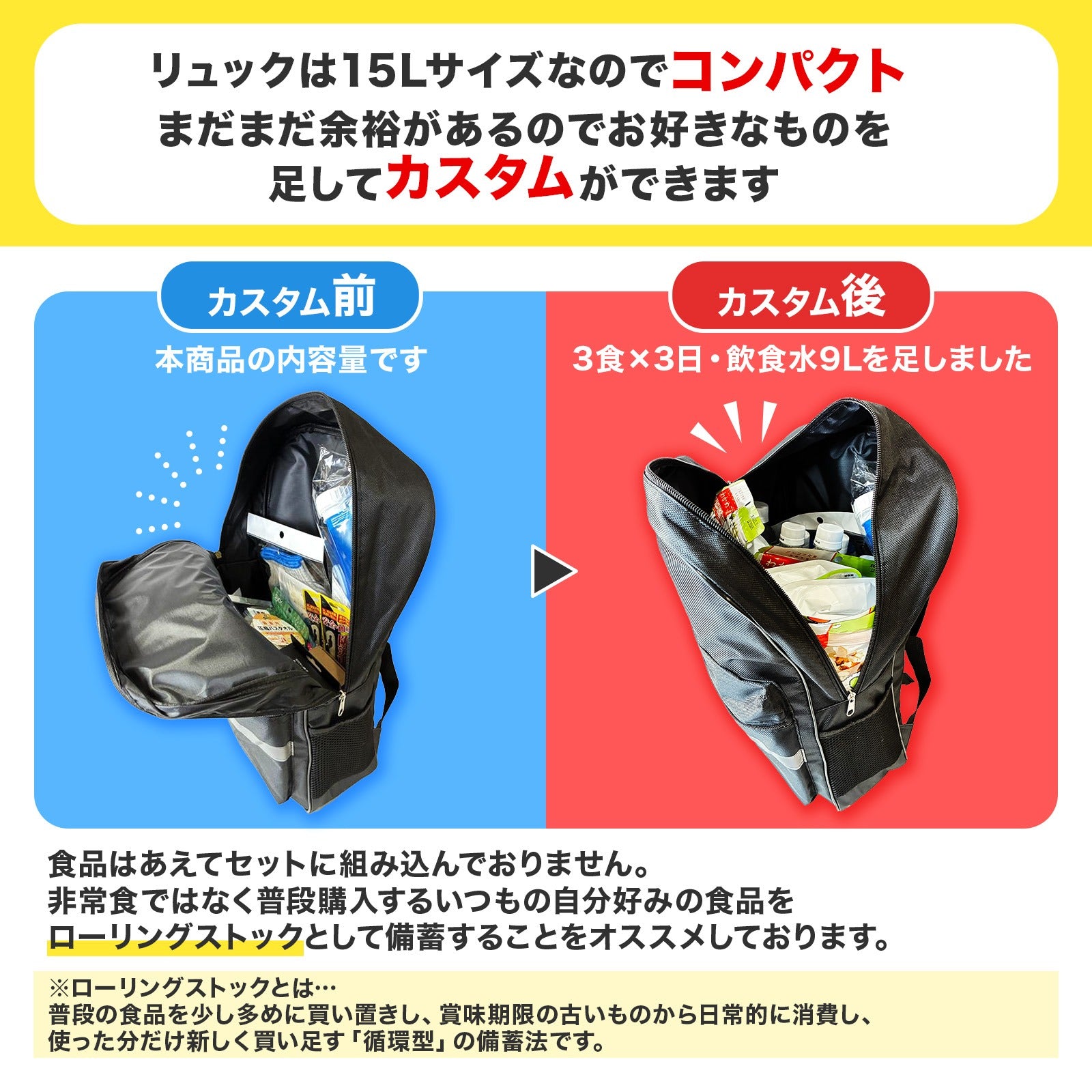 ルミカライトが入った防災バッグ19点セット - ペンライトストア