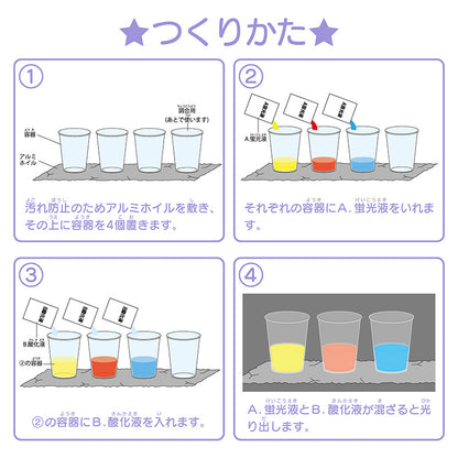 【わくわく科楽のアトリエシリーズ】化学のヒカリ水でいろいろな色をつくろう！